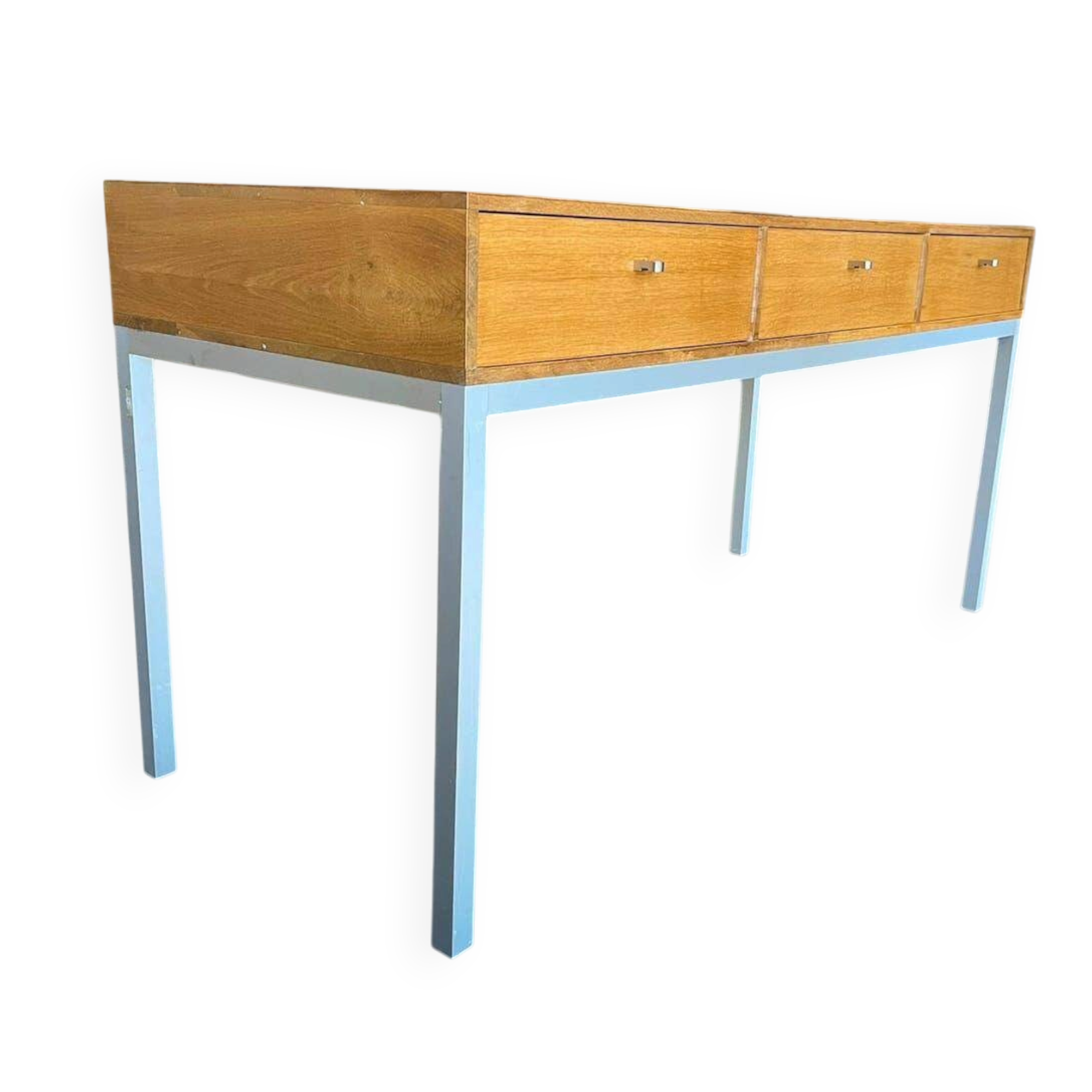 Console/table d'appoint vintage en bois avec structure en métal