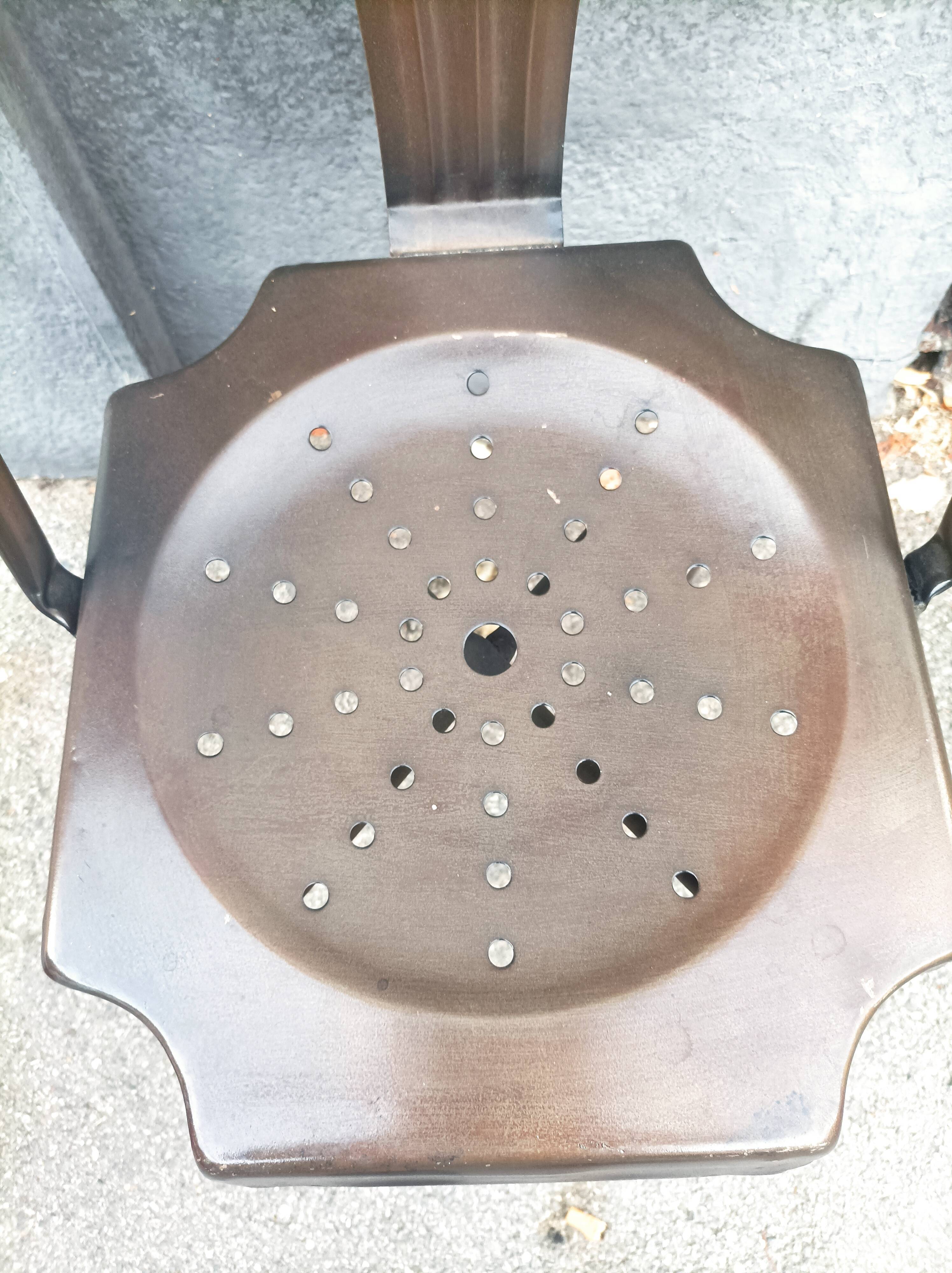 Industrial chair multipl's brushed metal Joseph Mathieu 1930