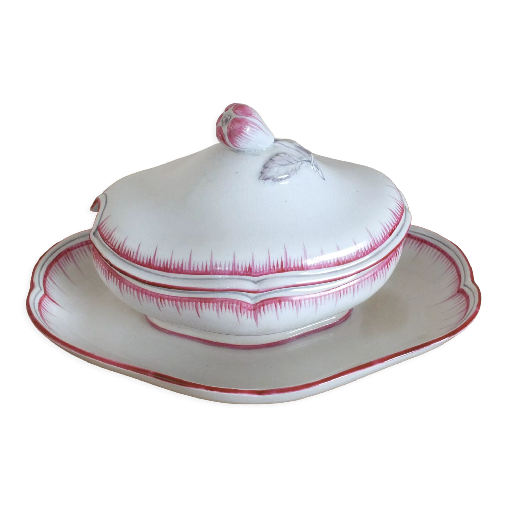 Old pink net sauce pot Lunéville KG China