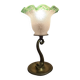Petite lampe à poser pied en laiton poisson et tulipe aux bords verts
