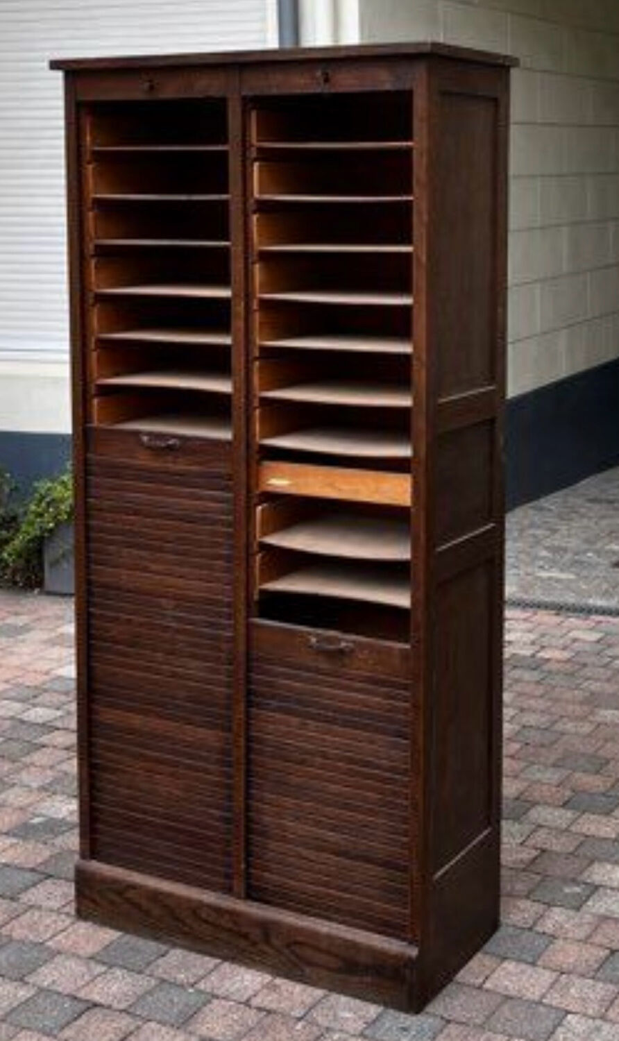 Filing cabinet with curtains