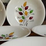 Six vintage plates in fine earthenware from Gien service "Gentilly"