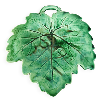 Plat feuille barbotine Sarreguemines