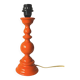 Large vintage lamp base in orange lacquered wood