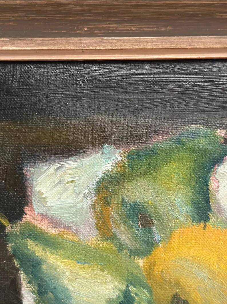 Swedish Original Oil on Panel – "Pears" by Elfrén – Signed – Vintage and Framed