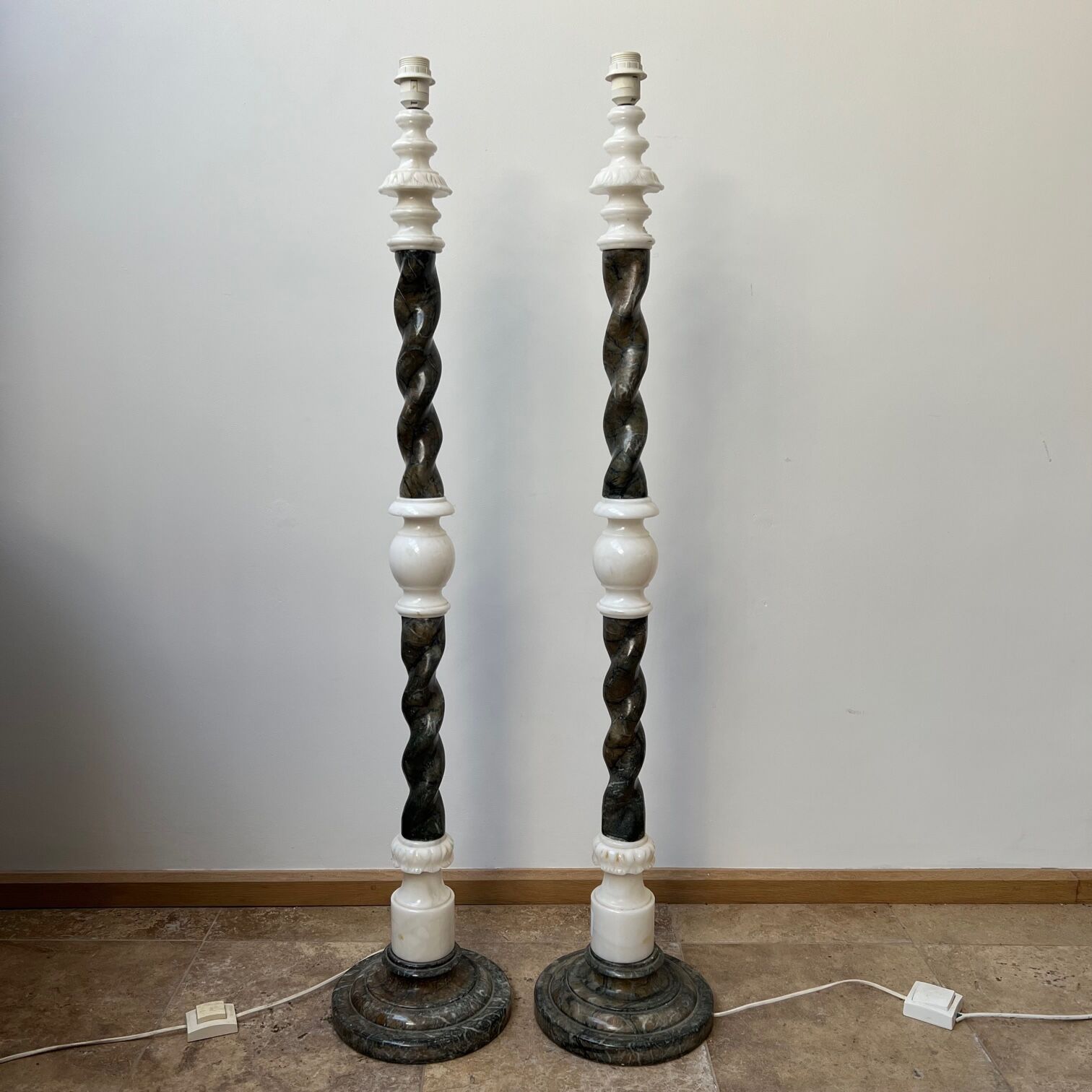 Pair of Swedish Mid-Century Marble Floor Lamps