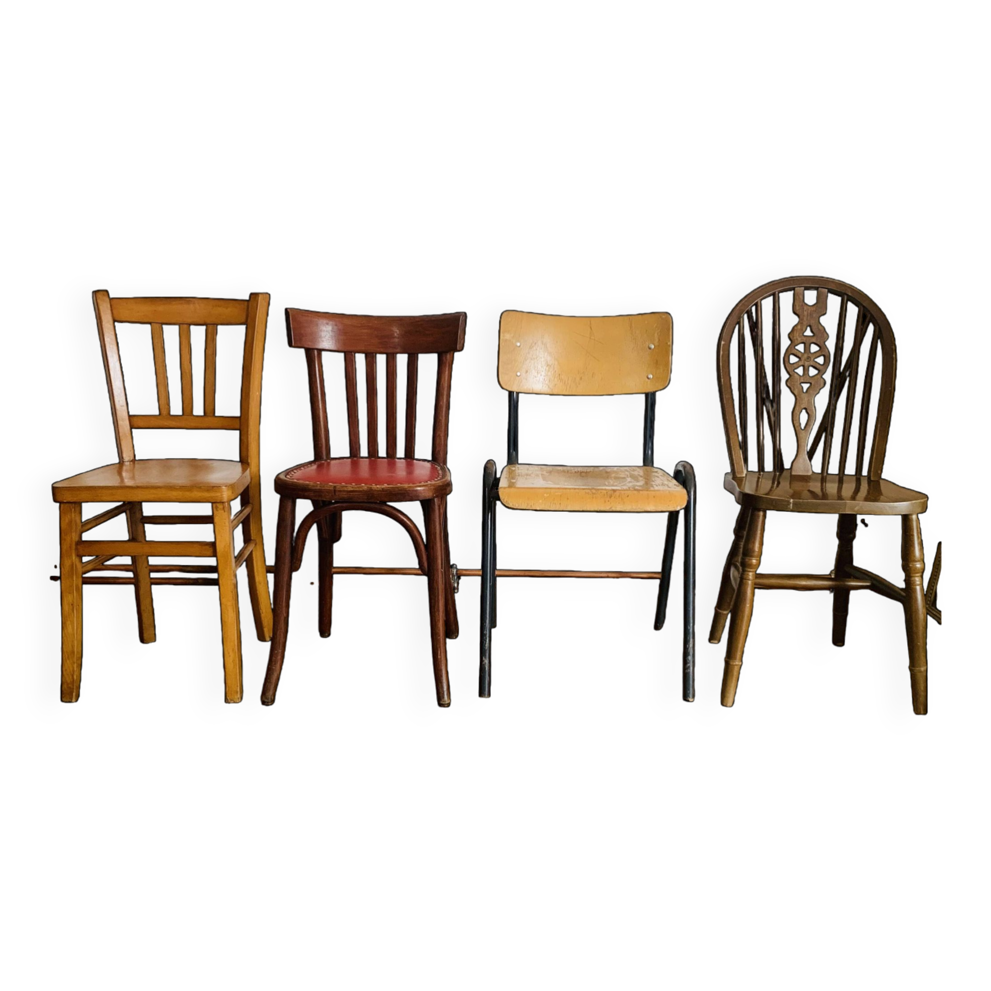 Set of 4 mismatched chairs