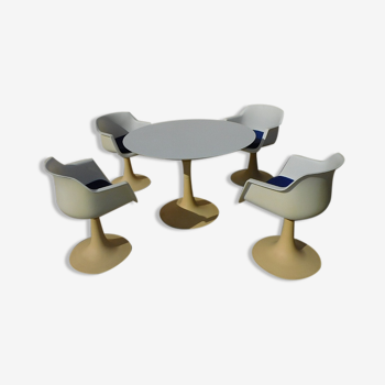 Table + 4 dining room armchairs grosfilex