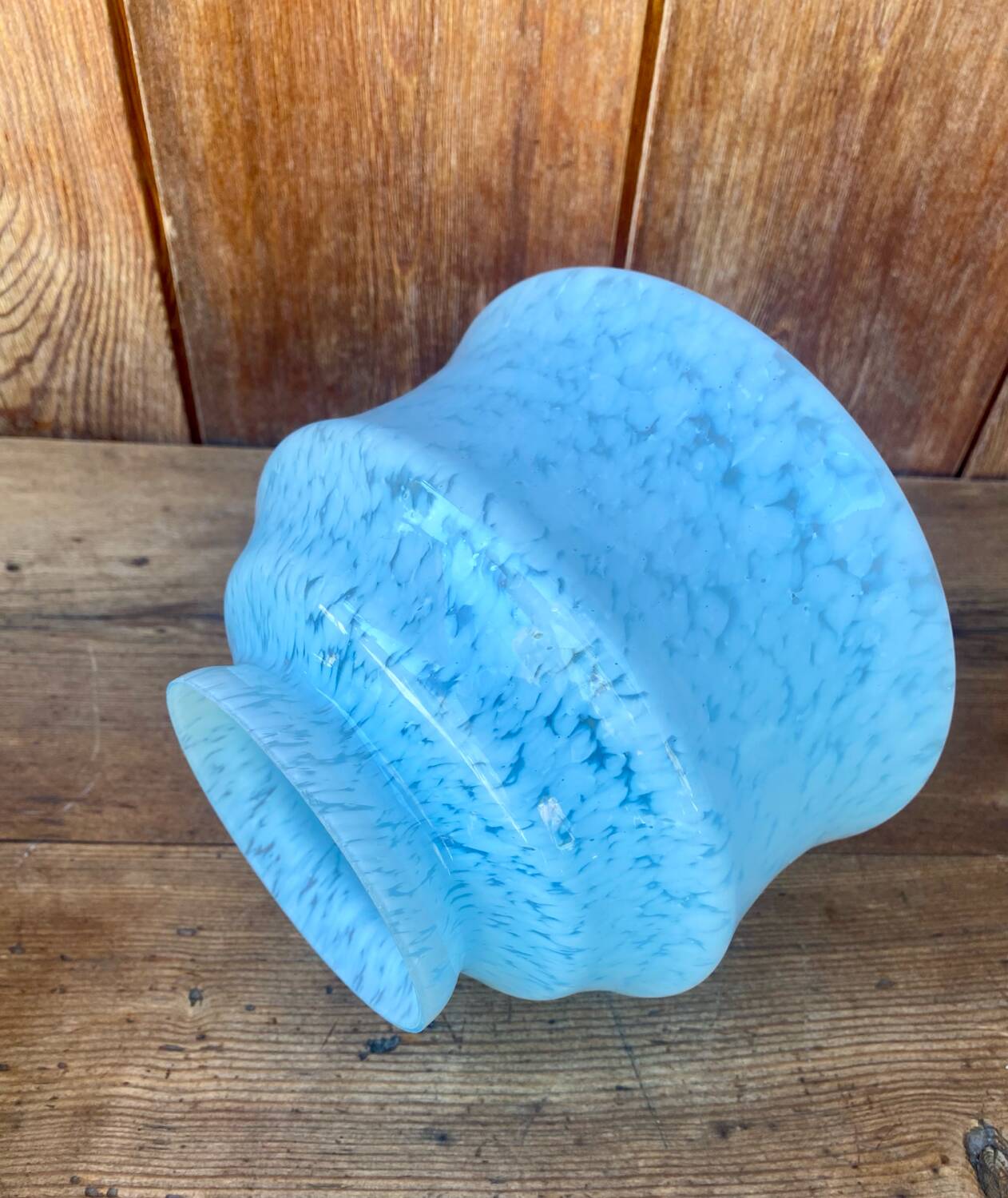 Antique Art Deco blue Clichy glass ceiling light