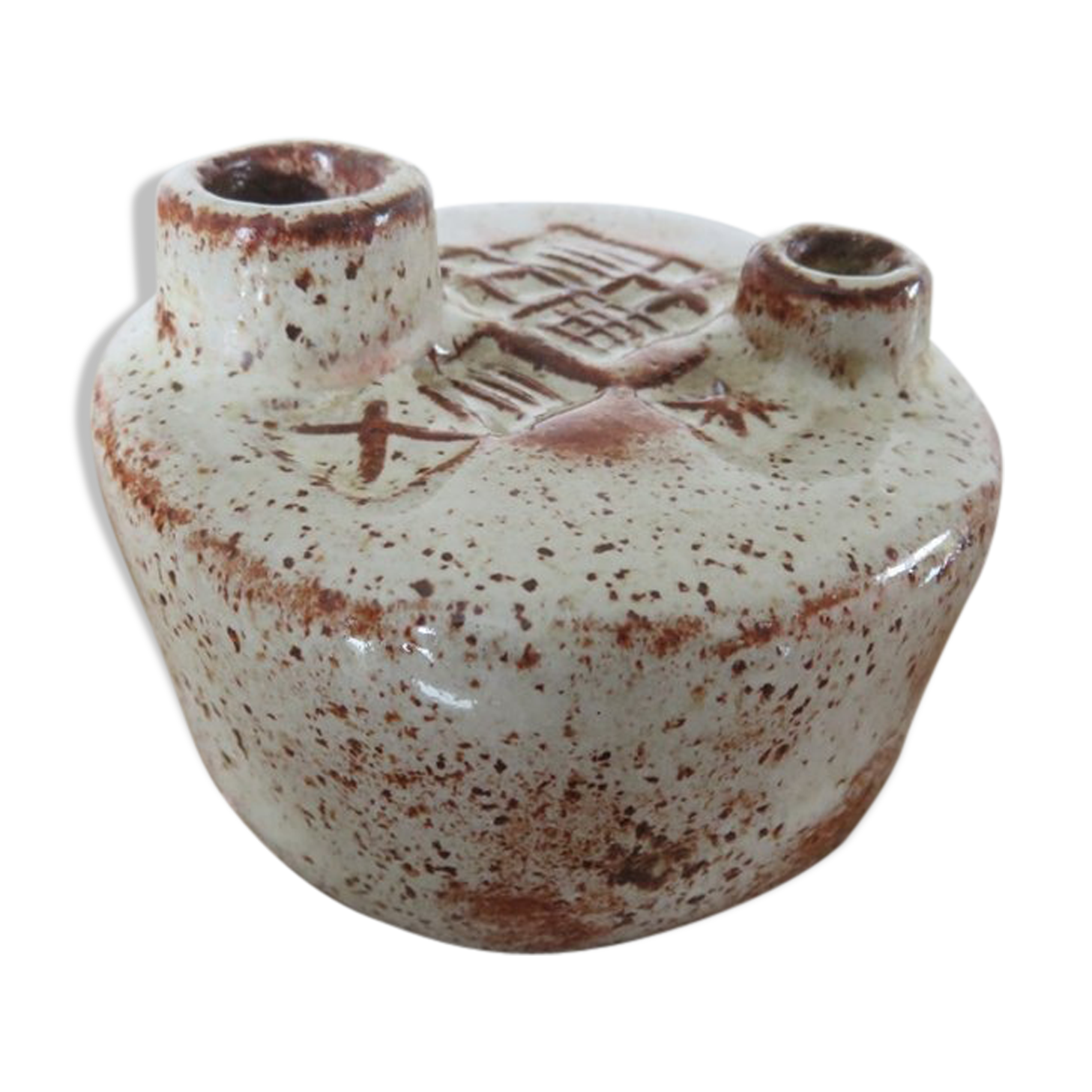 Pique flowers 60s 70s signed ceramic vase