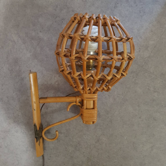Rattan wall light