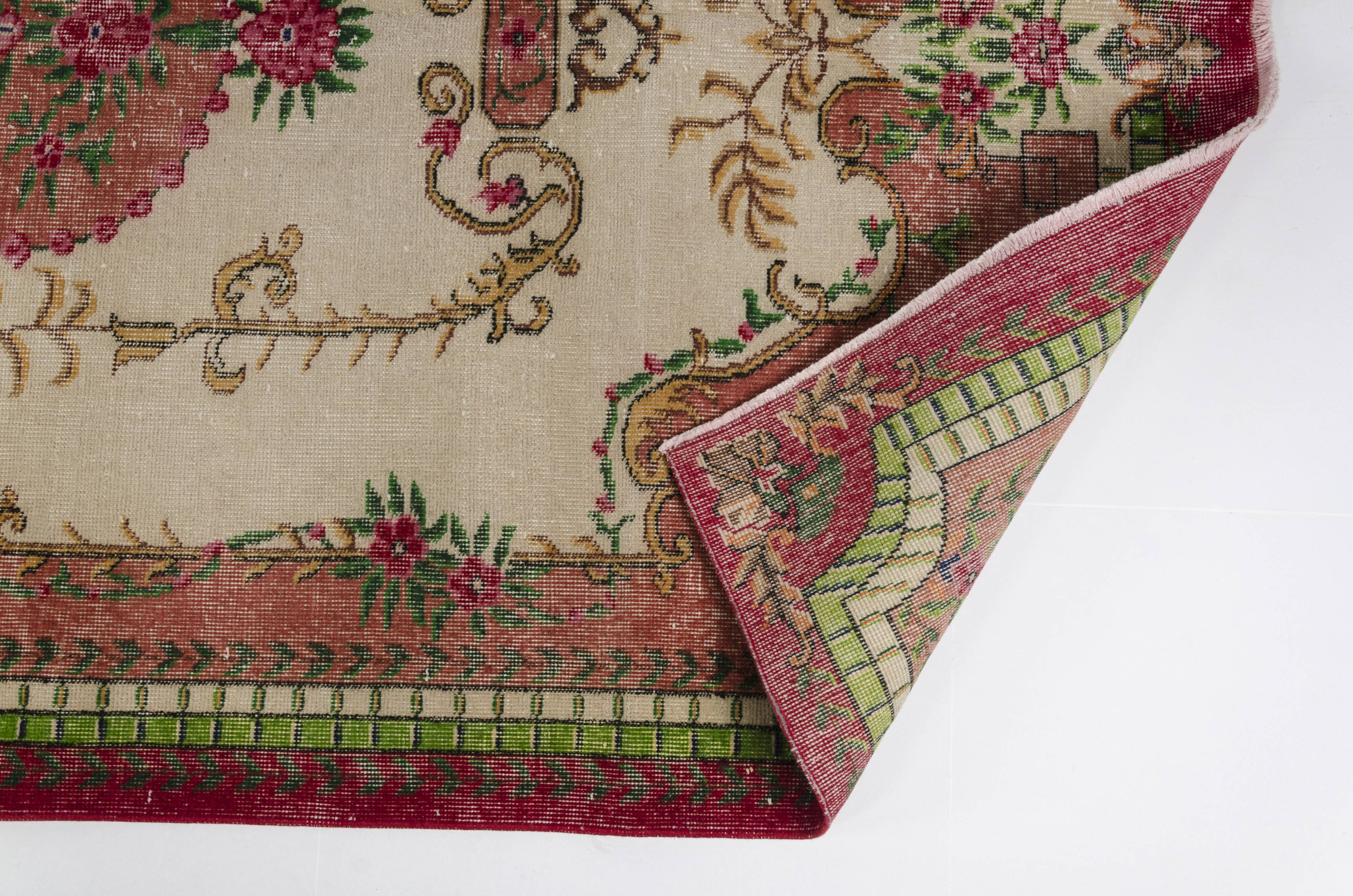 Flower Design Oushak Turkish Floral Rug SKU 2645