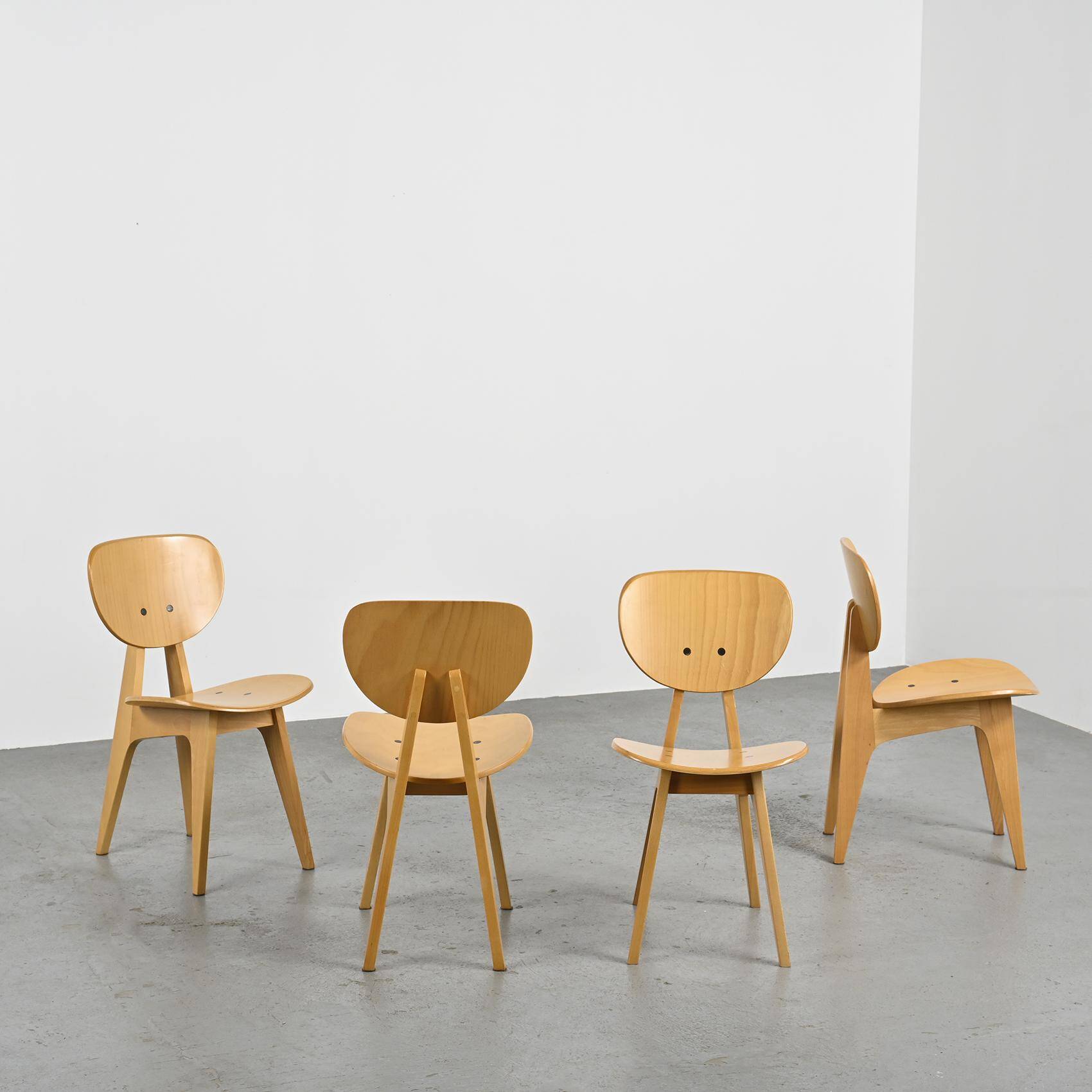 Suite of 4 3221 chairs by Jenzo Sakakura for Tendo Mokko, design 1950