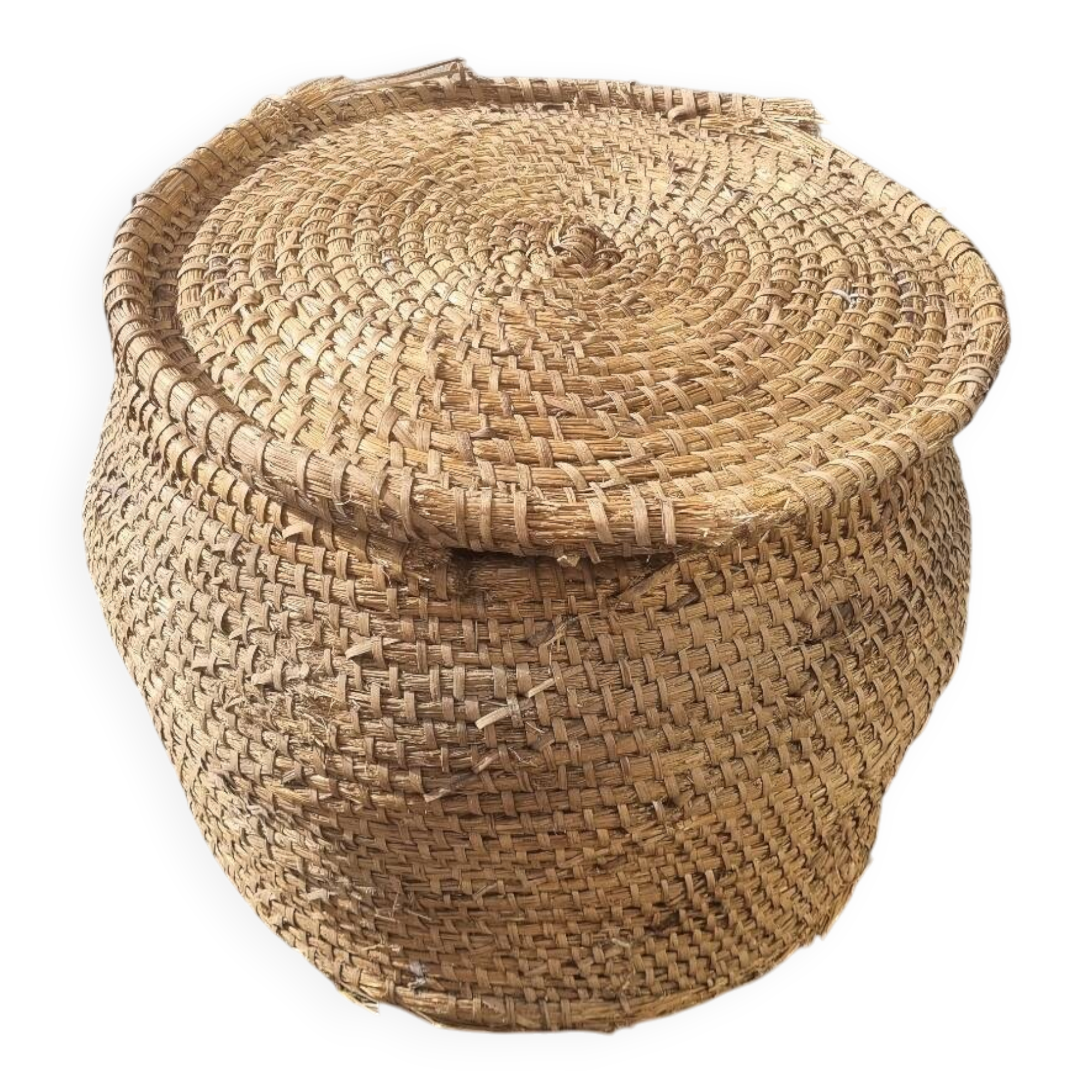 Vintage rattan grain basket