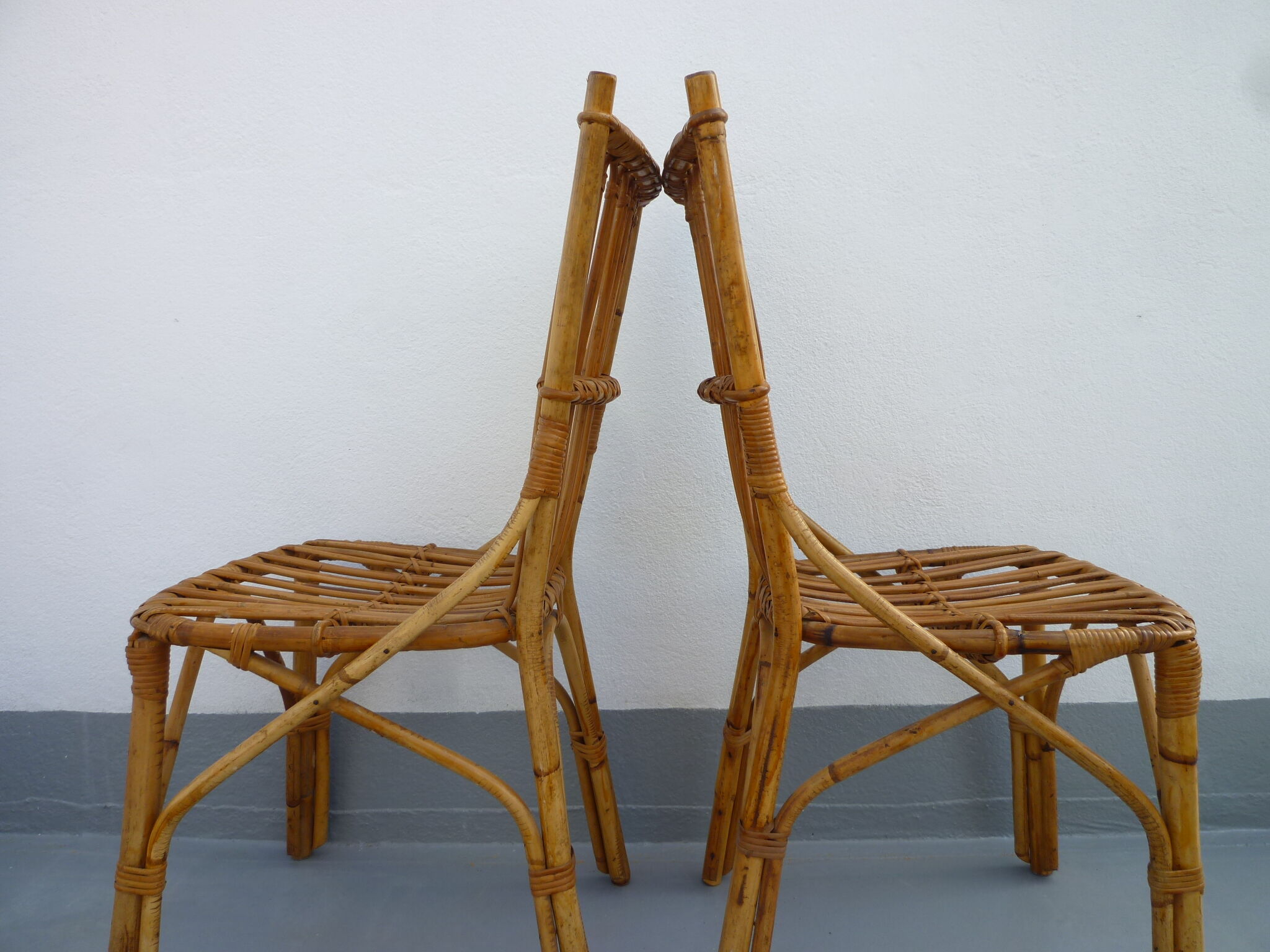 4 rattan chairs 50-60's