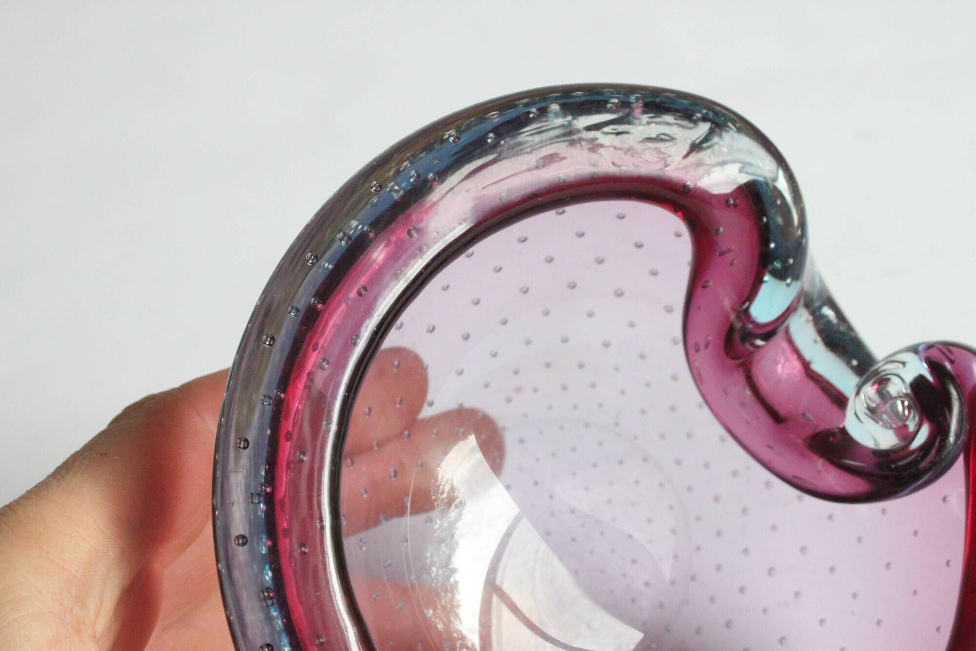 Murano glass purple bullicante trinket bowl, 1960s