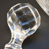 Carafe with antique glass liquor with diamond cap cut crystal silver frame