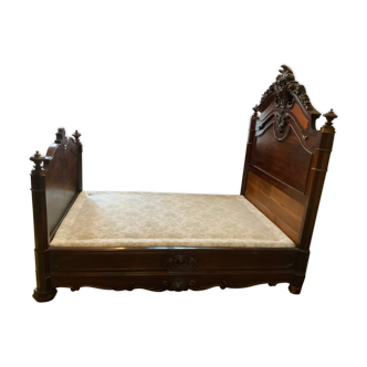 Set of three pieces of furniture room Napoleon III rosewood Bed wardrobe convenient