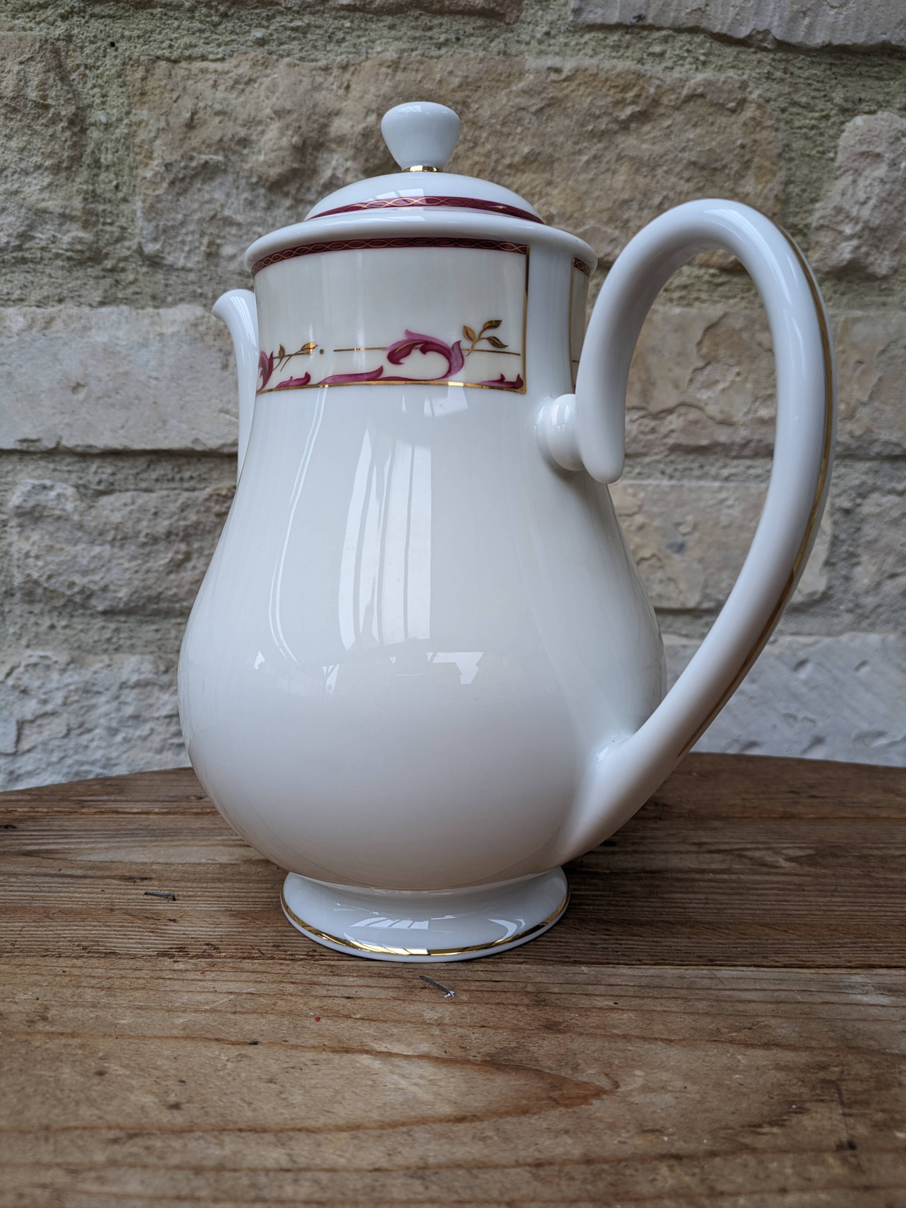 Guy Degrenne Limoges porcelain coffee pot sample with gilding
