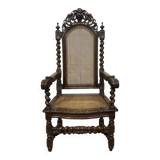 Louis XIII style armchair in oak - early 20th century