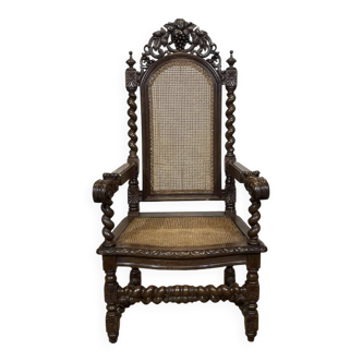 Louis XIII style armchair in oak - early 20th century
