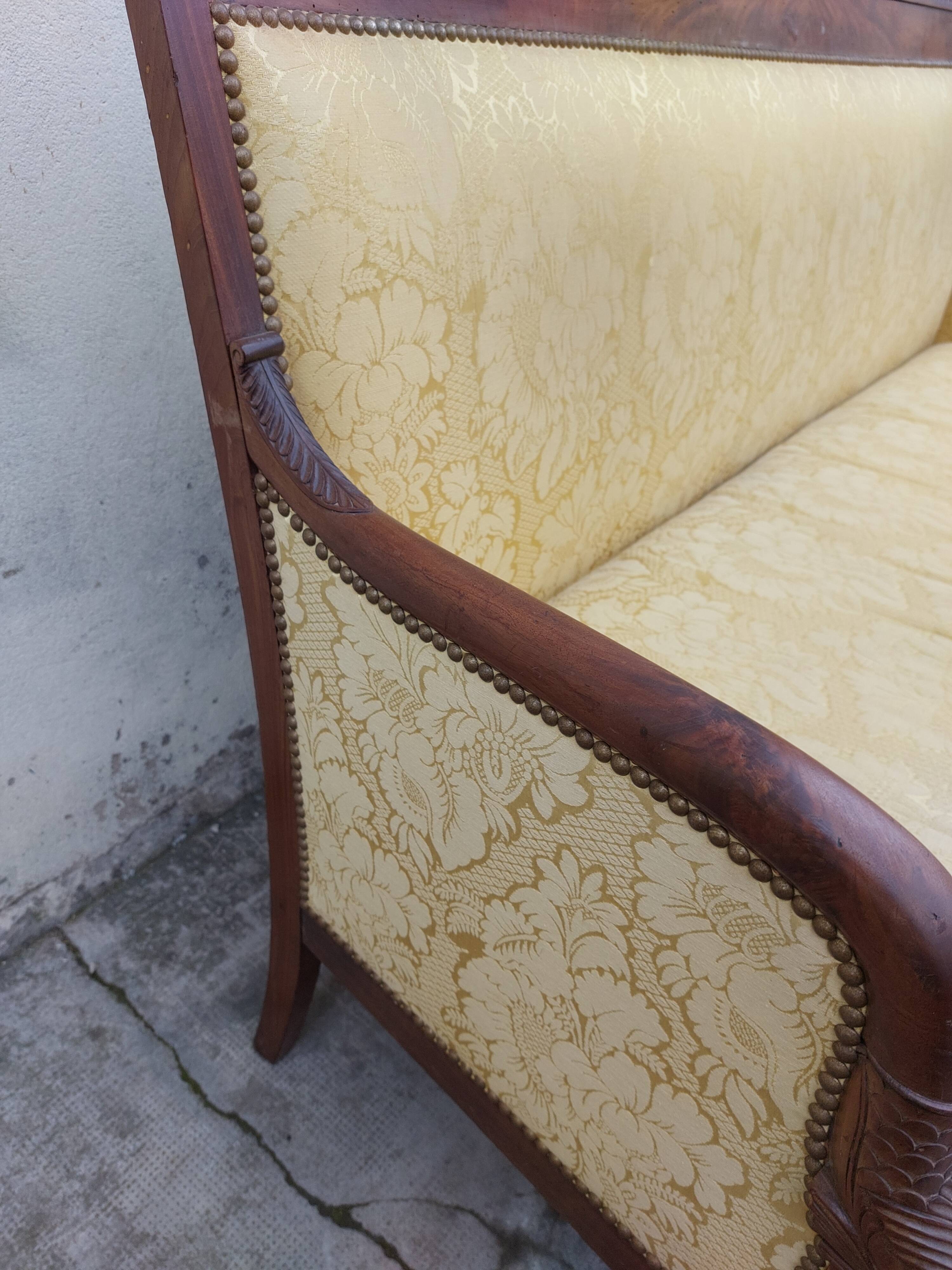 Vintage bench empire mahogany dolphin heads