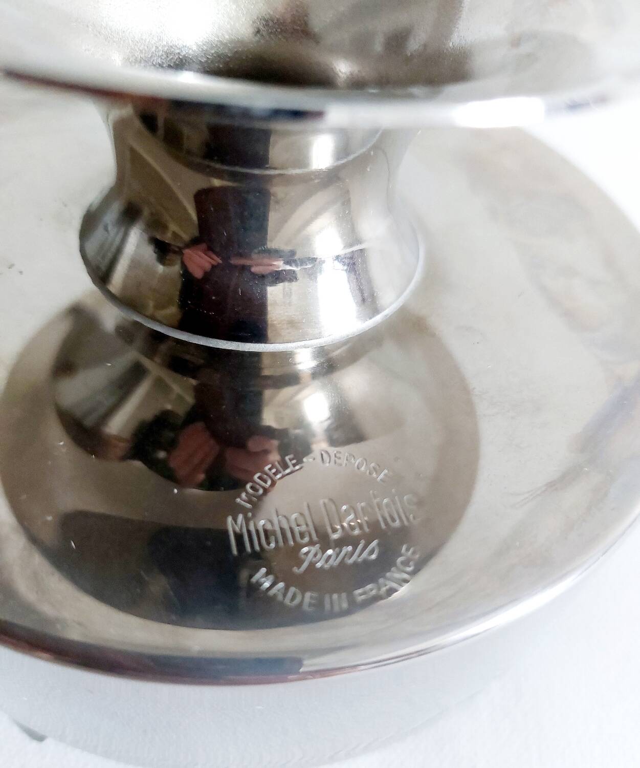 Vintage stainless steel and crystal flower stand