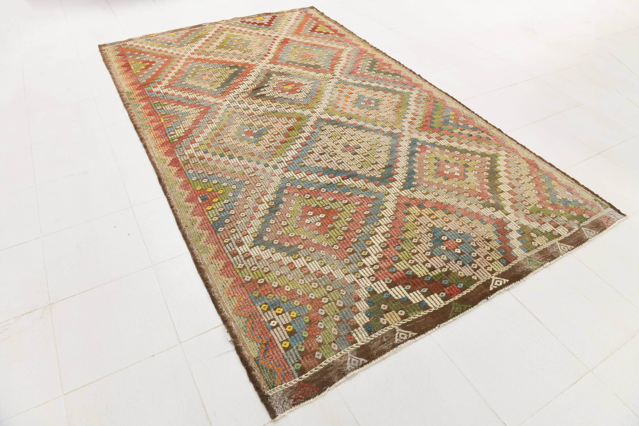 6x11 Large Area Kilim Rug, 192x330 Cm, Handwoven Kilim