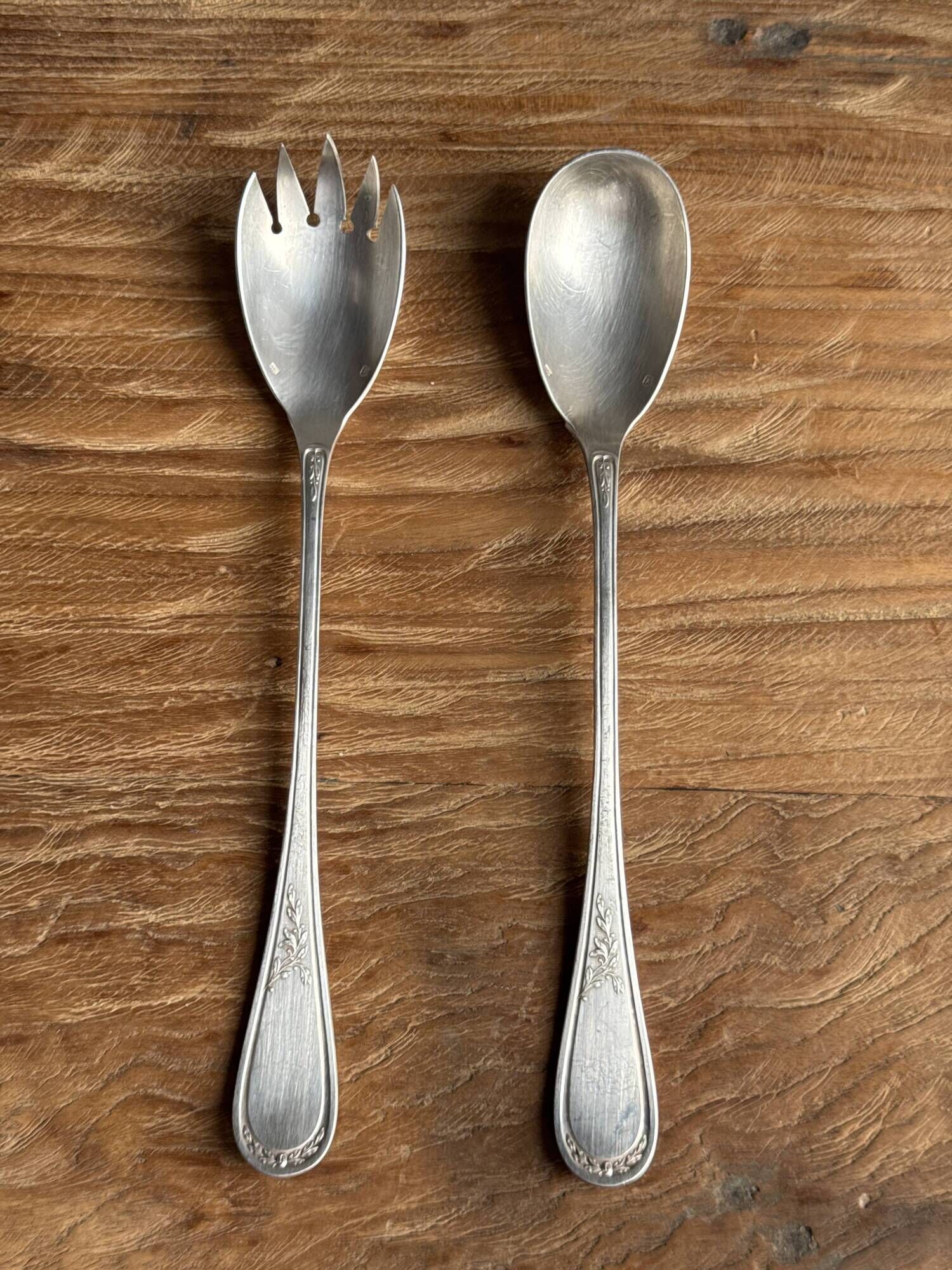 Silver-plated salad cutlery with laurel decoration in the Louis XVI style L27