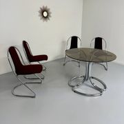 Set of 4 tubular chairs, Italian design, 70s vintage, Cantilever