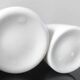Pair of white opaline flower vases with floral decoration – 1970s