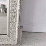 Rectangular mirror in light green lacquered wood with pediment H:1m39