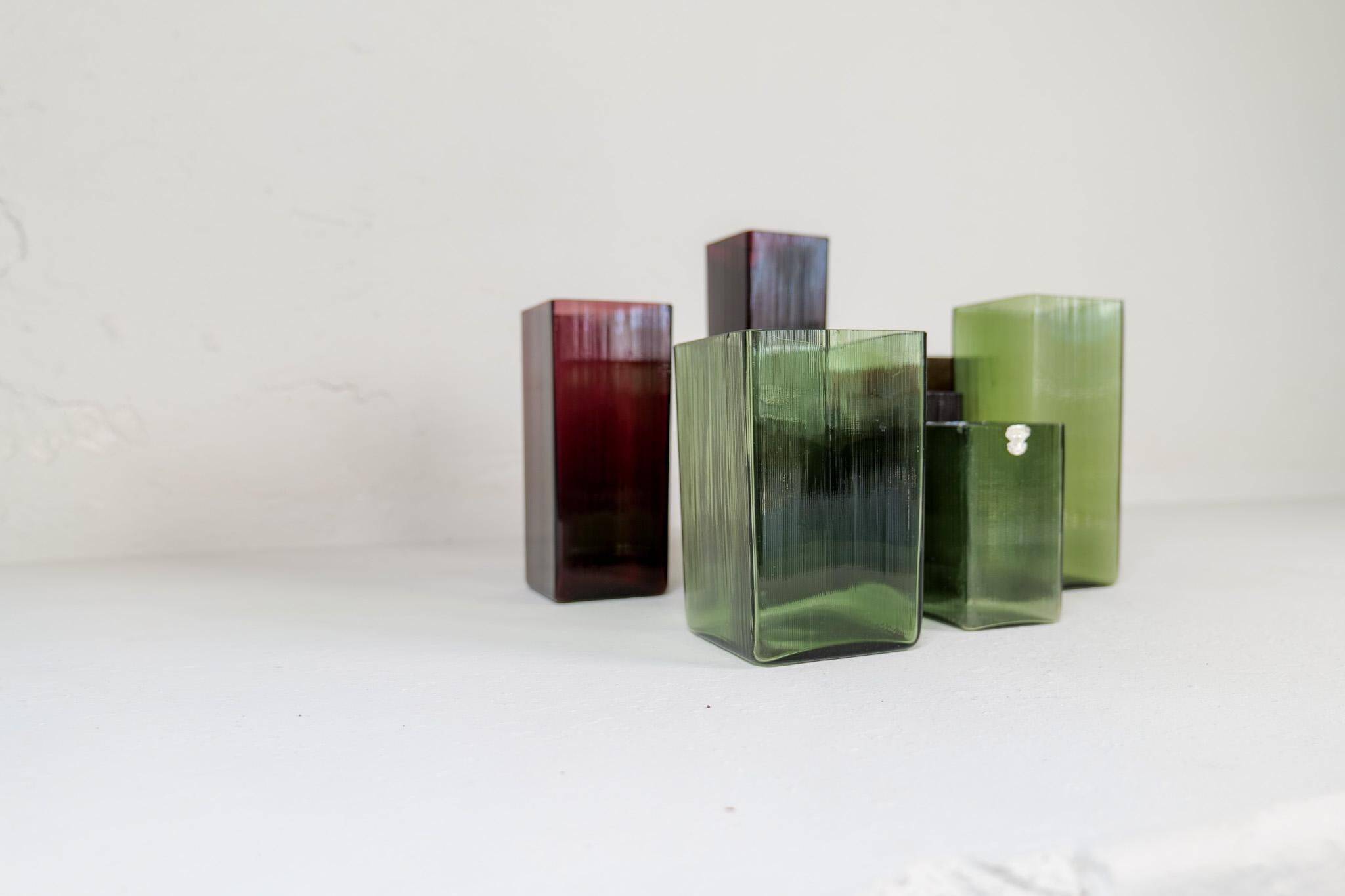 Mid-Century Collection of Seven "Ice" Vases by Gullaskruf, Sweden, 1960s