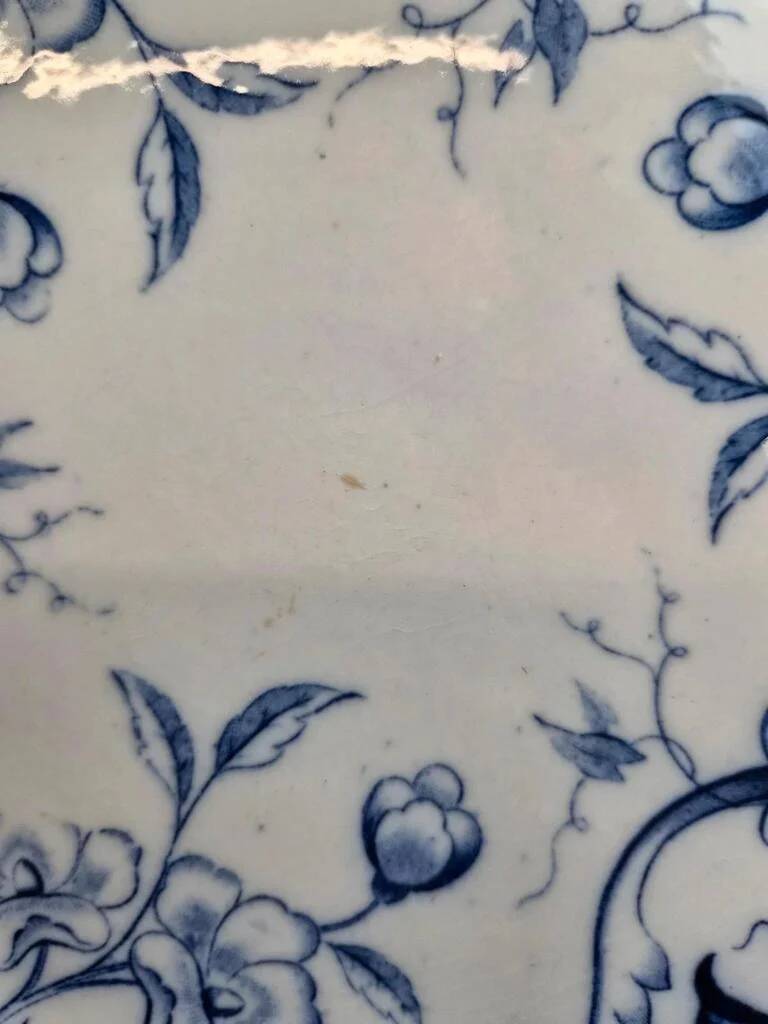 Large ironstone dish Creil & Montereau – Flora model – 30.5 cm