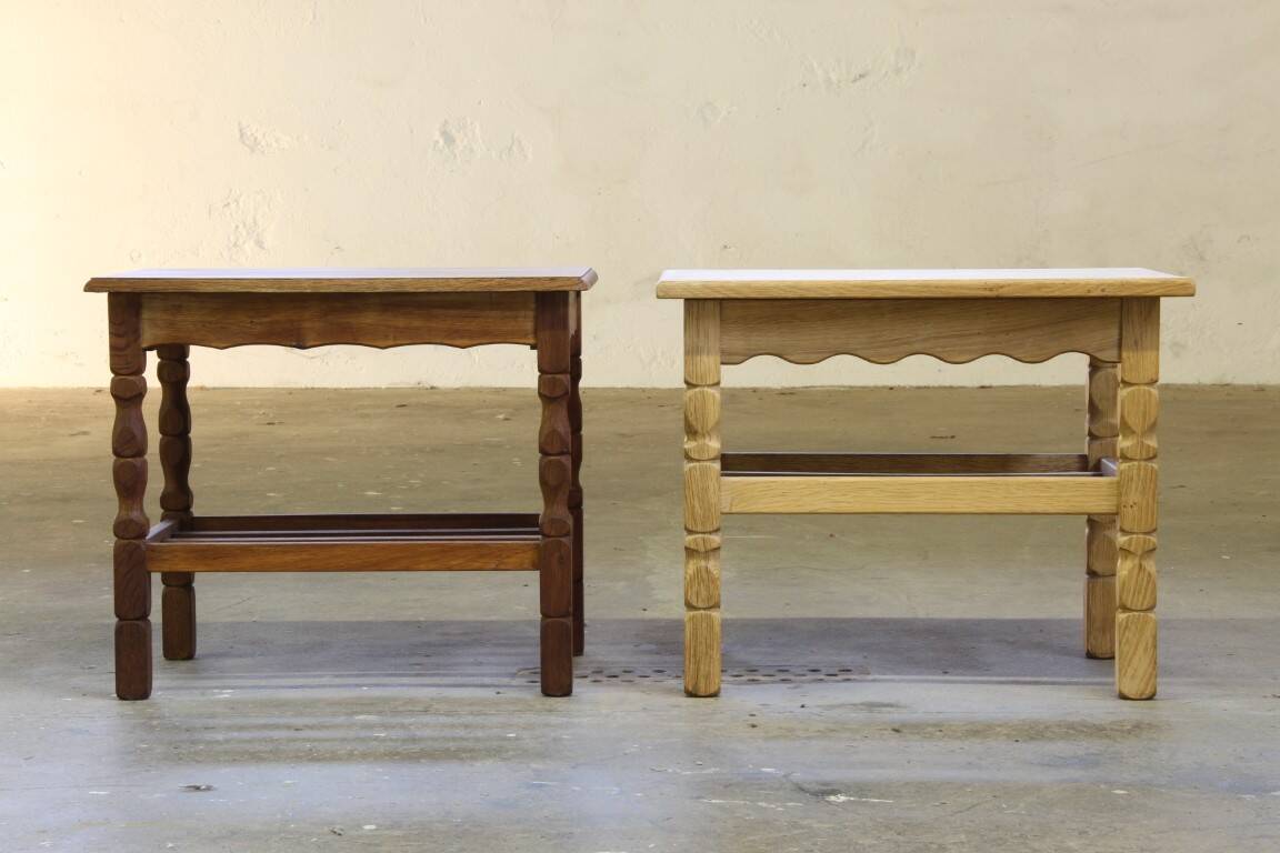 Pair of Vintage Danish Oak Bedside Tables with Drawer & Shelf, Kjærnulf style