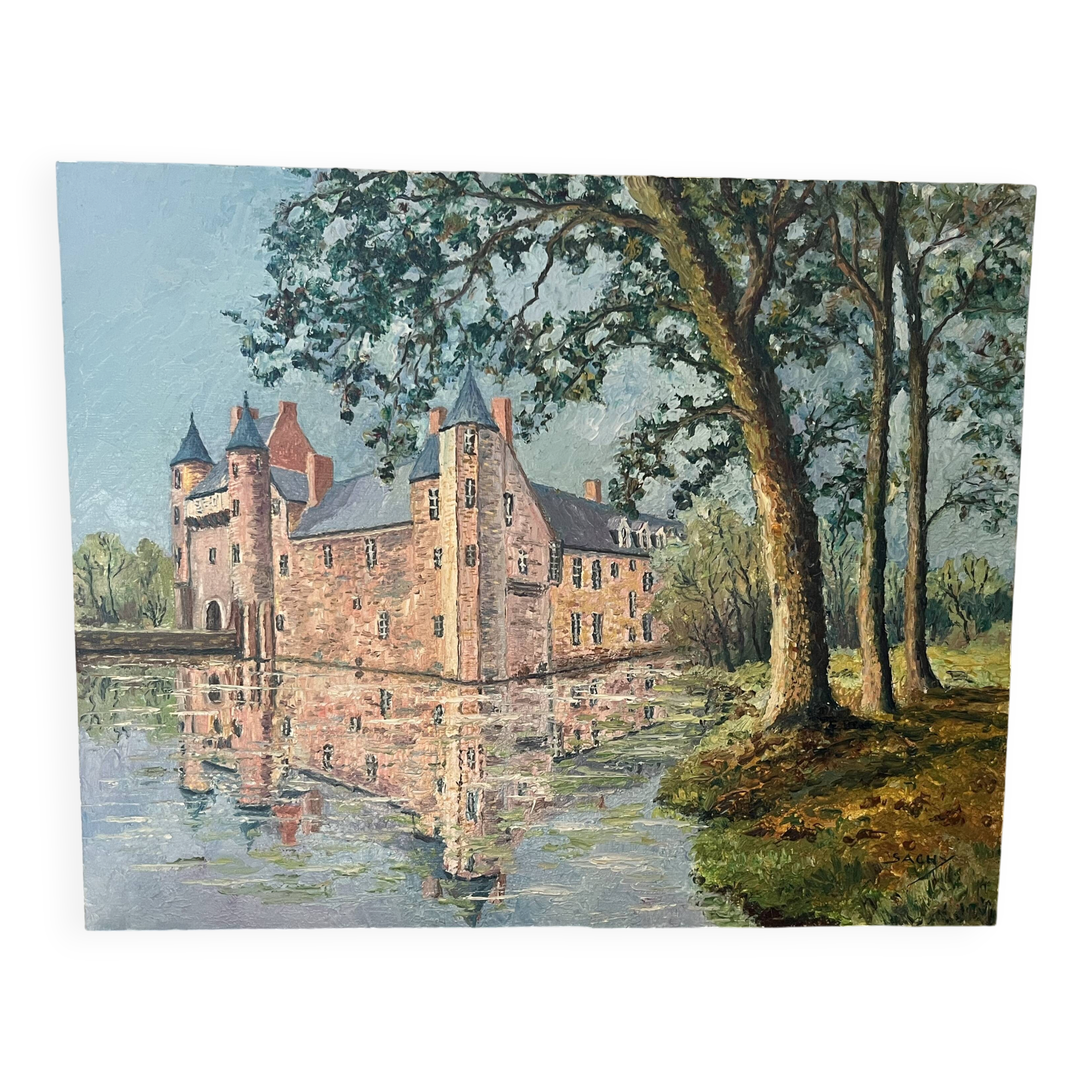 Francis Sachy "Château de Trécesson, Morbihan" oil on panel
