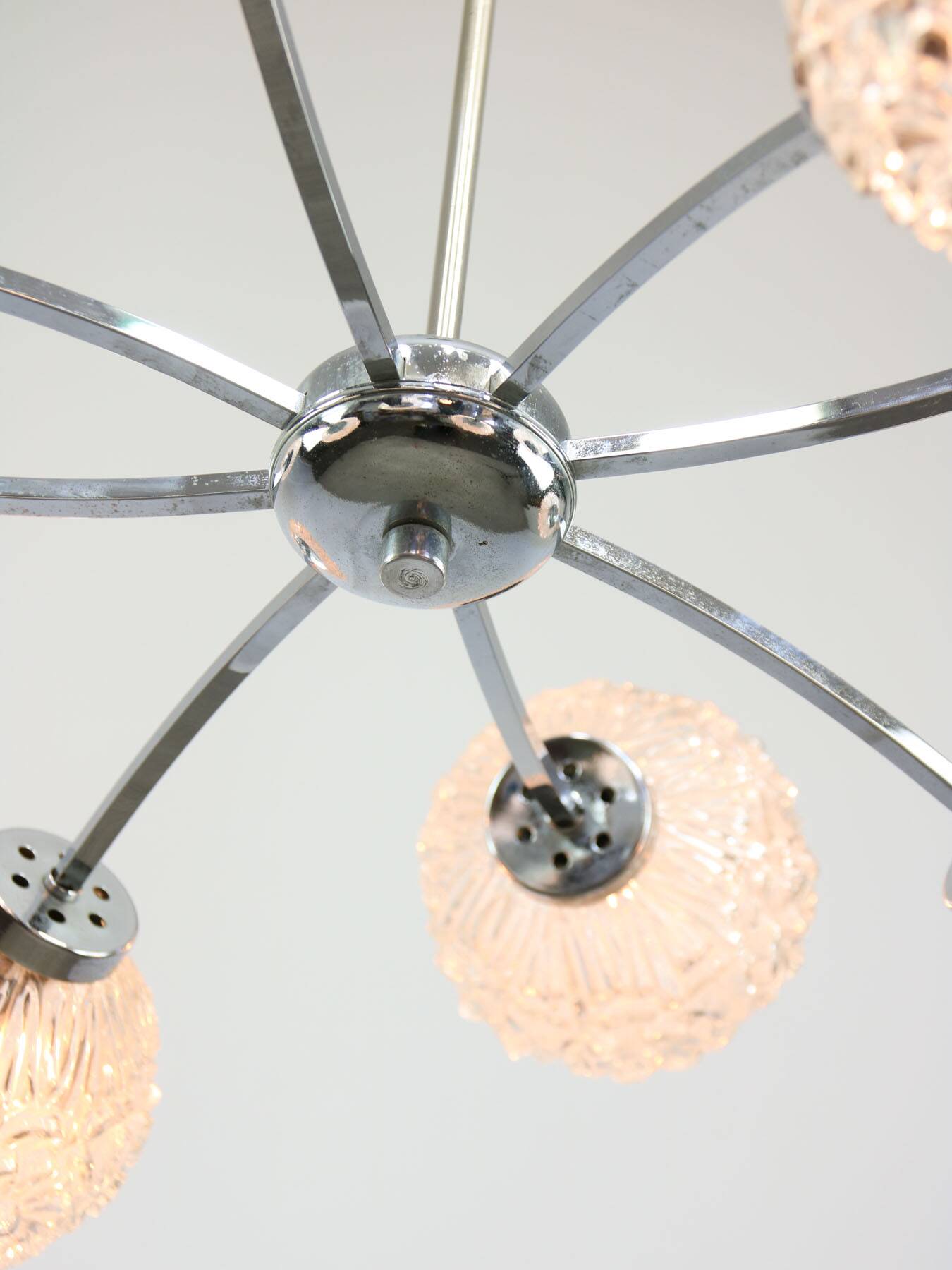 Mid-century Italian 8-Arm Chrome and Crystal Chandelier, 1960s