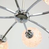 Mid-century Italian 8-Arm Chrome and Crystal Chandelier, 1960s