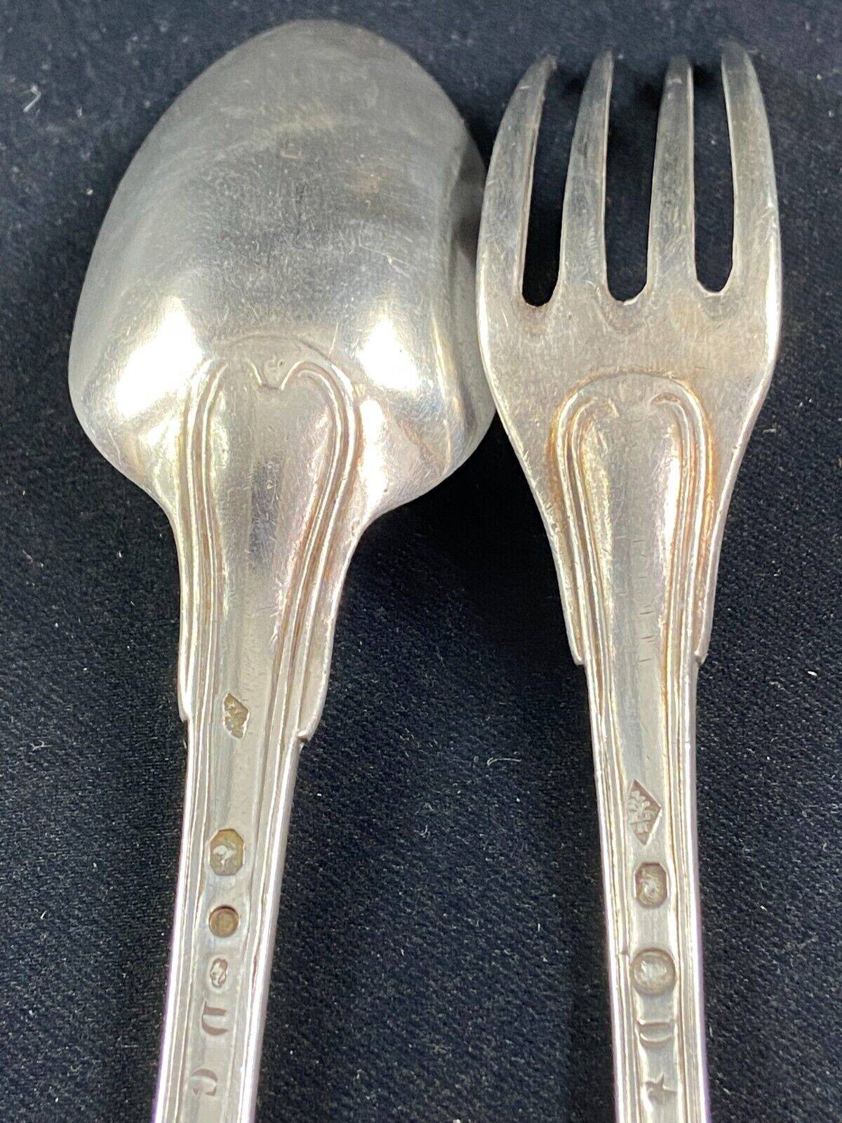 Cutlery fork large spoon fillet Louis XV silver rooster hallmarks 1798-1809