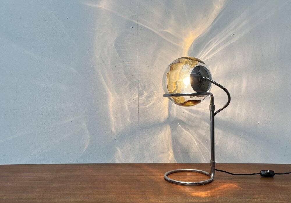 German table lamp from the mid-century space age, glass and chrome, 1960s.