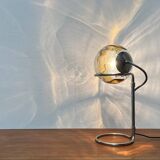 German table lamp from the mid-century space age, glass and chrome, 1960s.