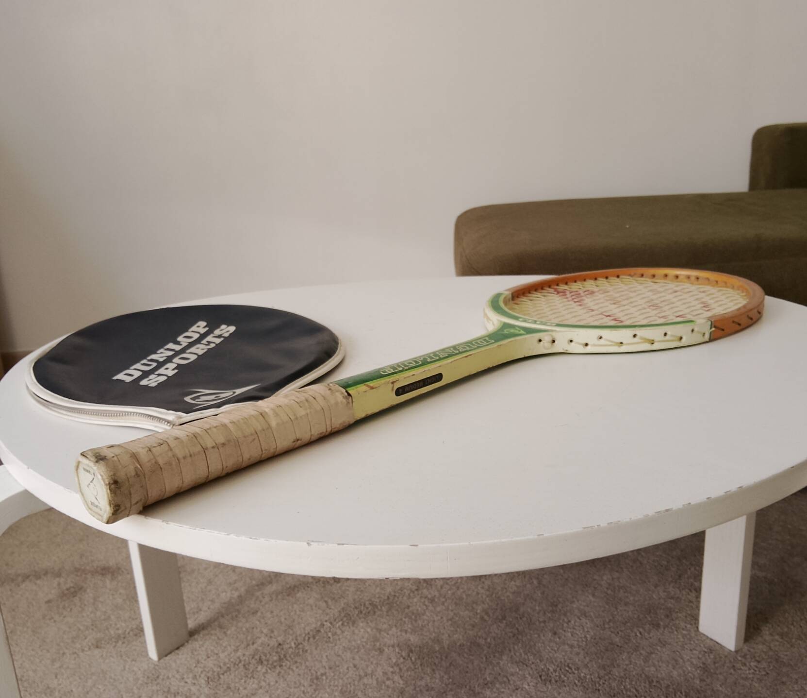 Vintage Dunlop Club tennis racket from the 1970s.