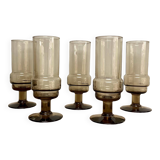 5 smoked glass flutes