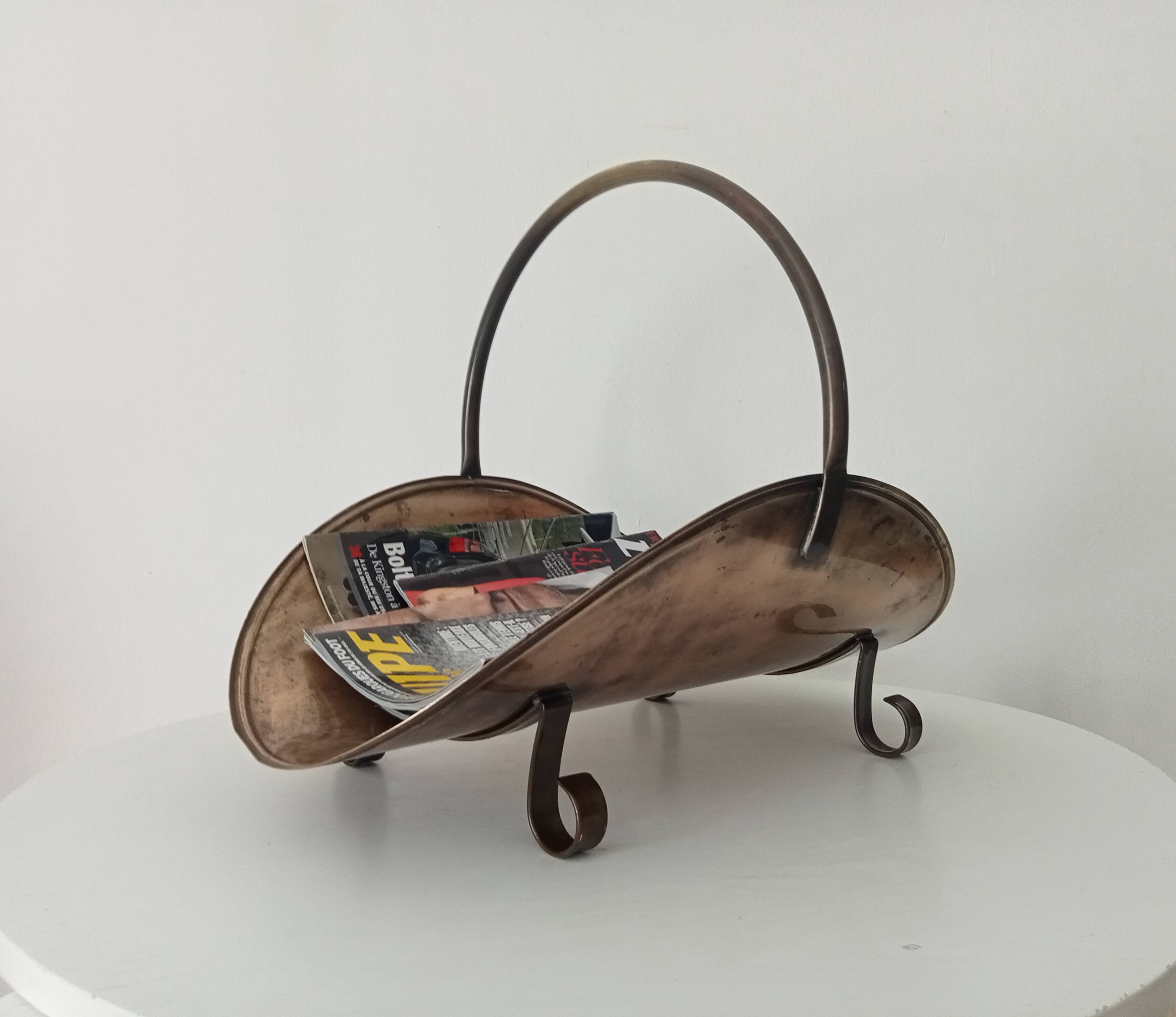 Old brass log holder