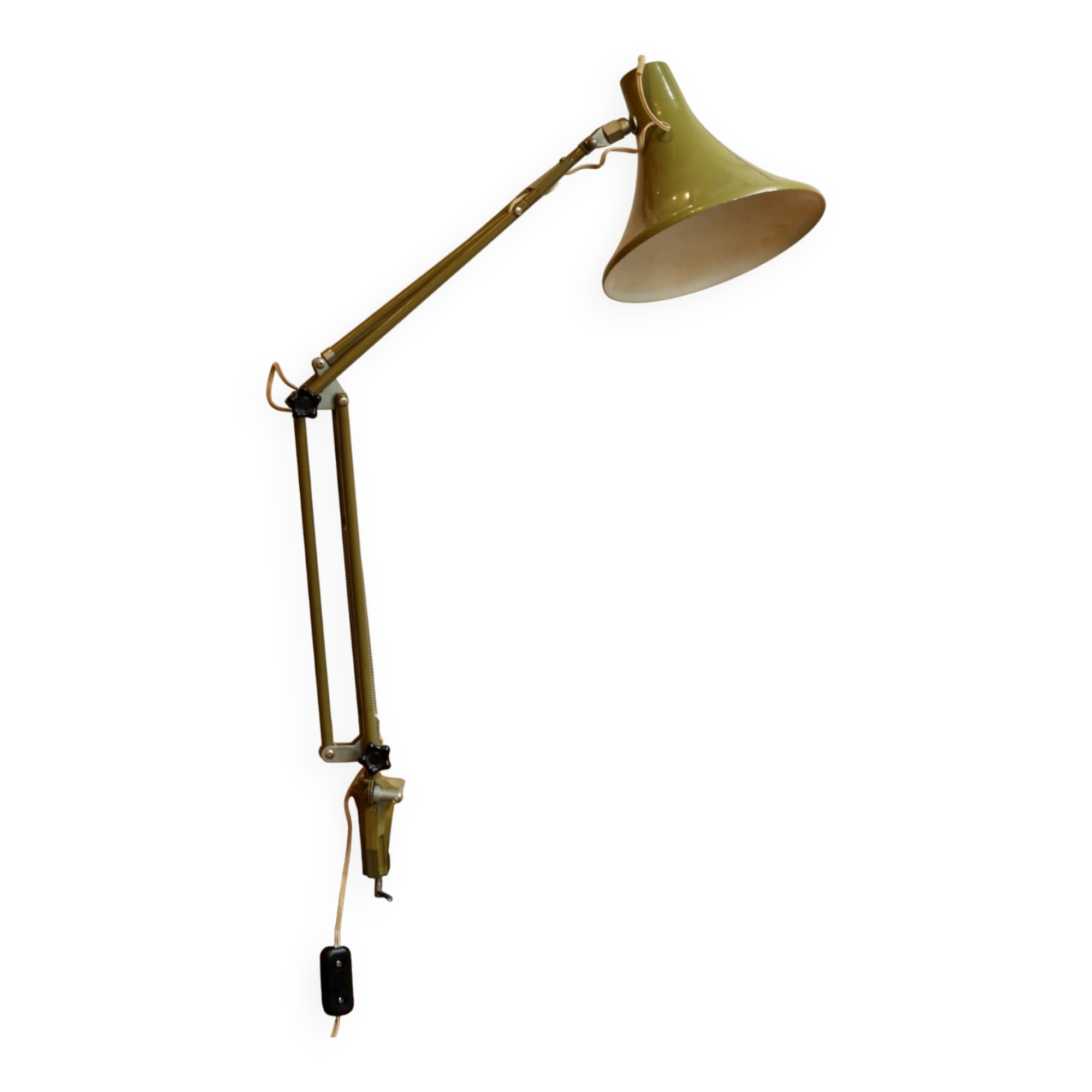 Olive green workshop lamp 1960
