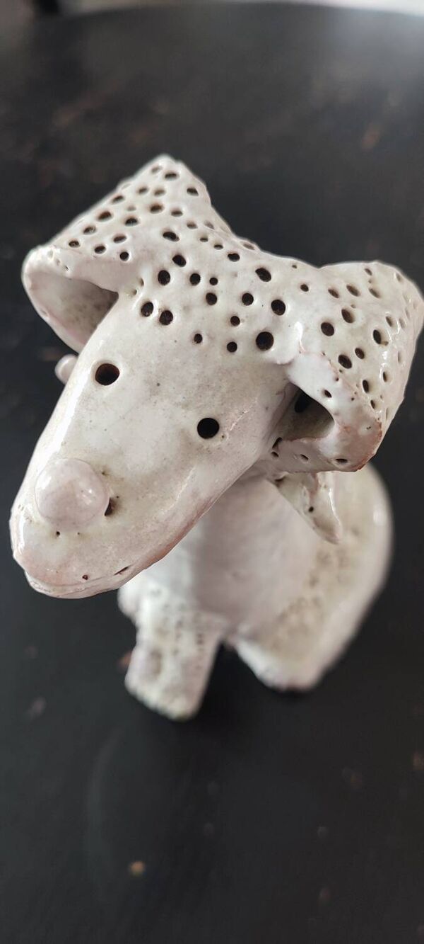 Ancienne sculpture zoomorphe terre cuite vernissée