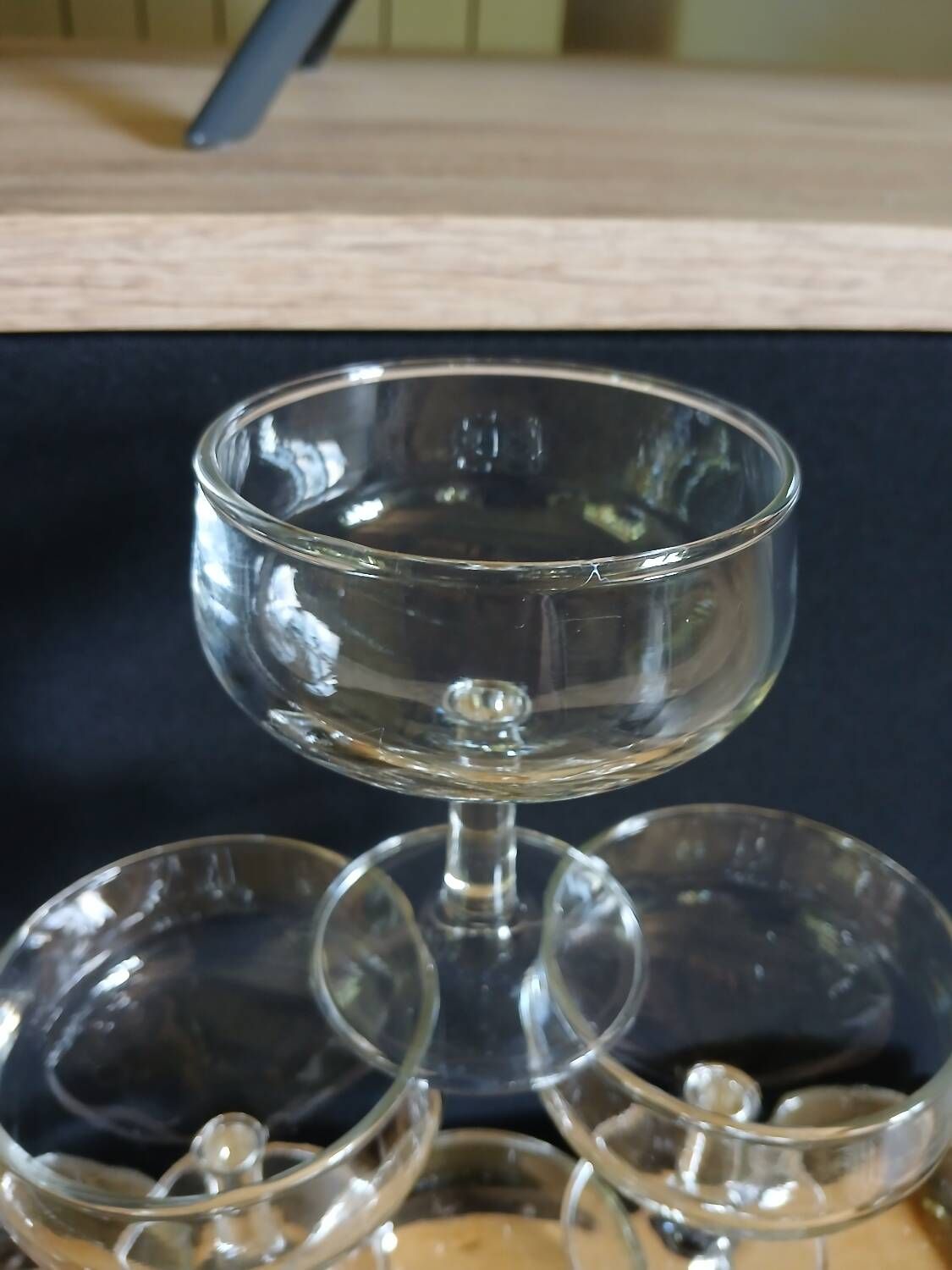 6 antique champagne glasses