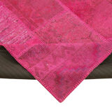 Handwoven anatolian contemporary 203 cm x 302 cm pink patchwork carpet