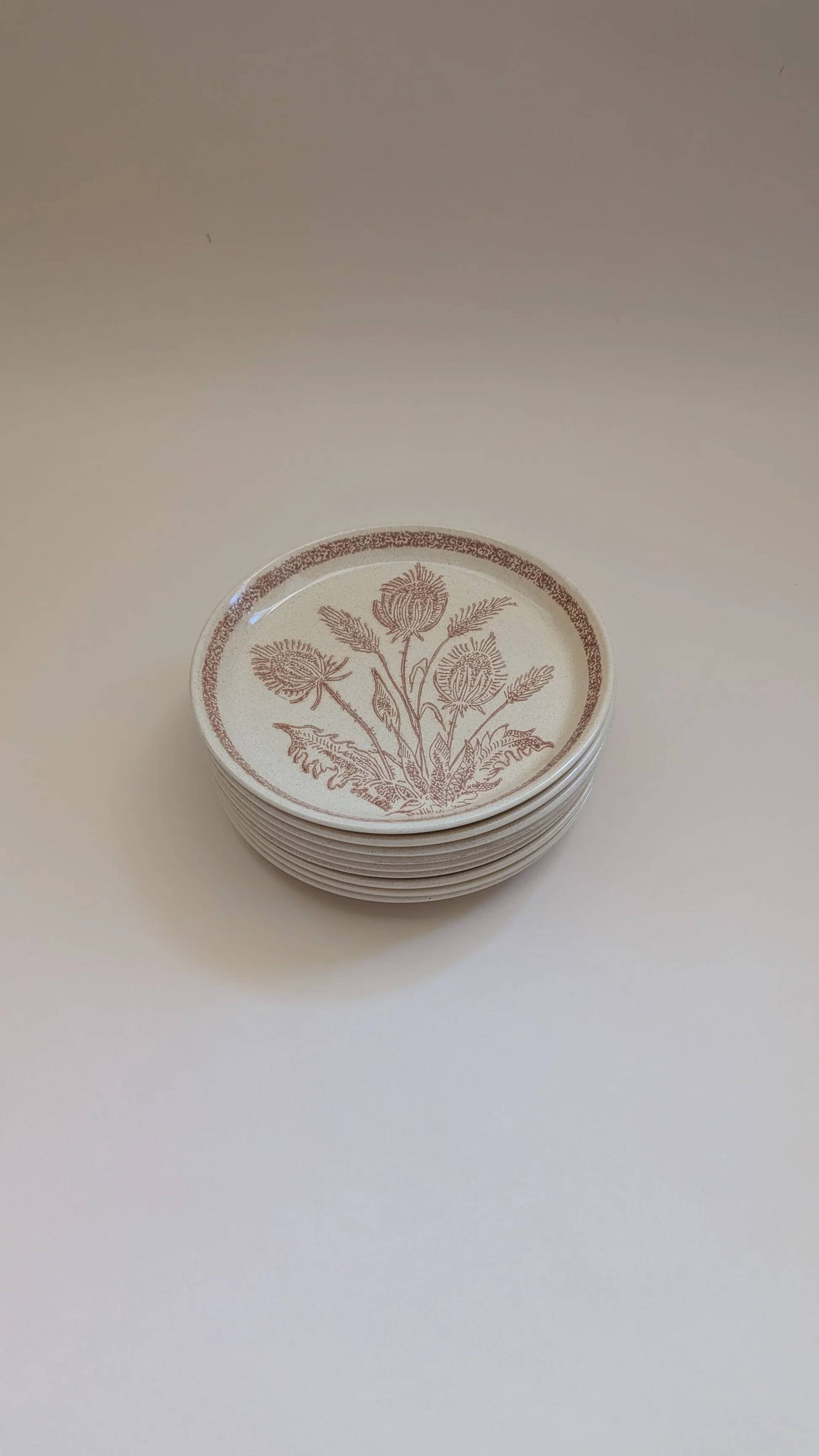 Beige stoneware plates
