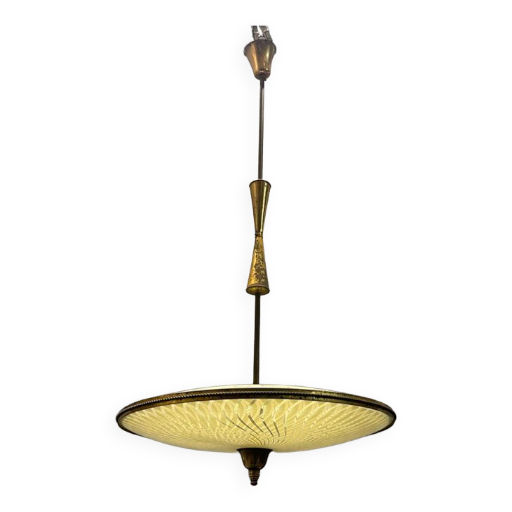 Vintage Bronze & Glass Light Pendant Light, 1950s